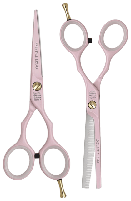 Jaguar Prestyle Ergo PINK Profi Friseurschere & Dünner Kombi/Set