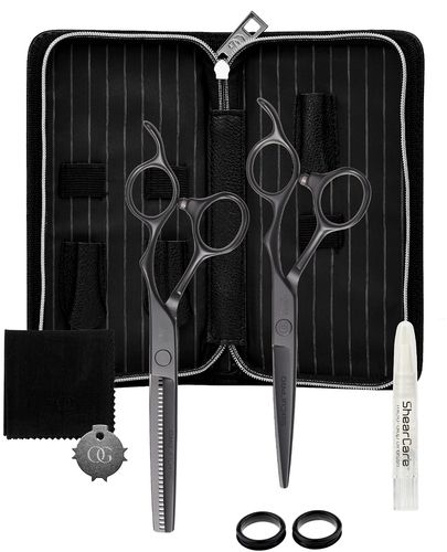 Olivia Garden SilkCut PRO Noir Mat Set Ciseaux de coupe 5,75'' + Ciseaux sculpteurs 6,0''