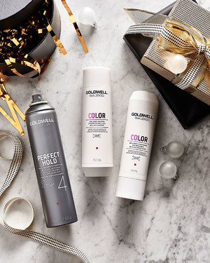 Goldwell Dualsenses Color Shampoo und Conditioner mit Style Sign Perfect Hold Big Finish Haarspray